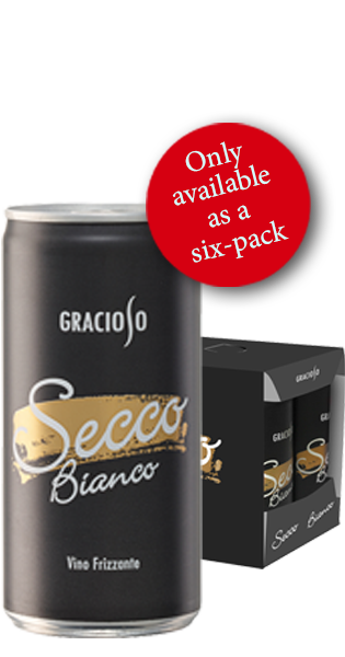 Gracioso Secco Bianco 0,2l can in a six-pack