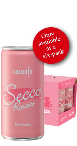 Gracioso Secco Rosato 0,2l can in a six-pack